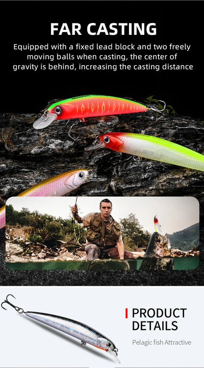 BEARKING New model 73mm 5g professional quality magent weight fishing lures minnow crank Artificial Bait Tackle