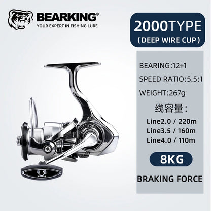Bearking  Fishing Reel 1000 - 5000 Ultralight Max Drag 15kg 5.2:1  Spinning Reel Saltwater Jigging Reels