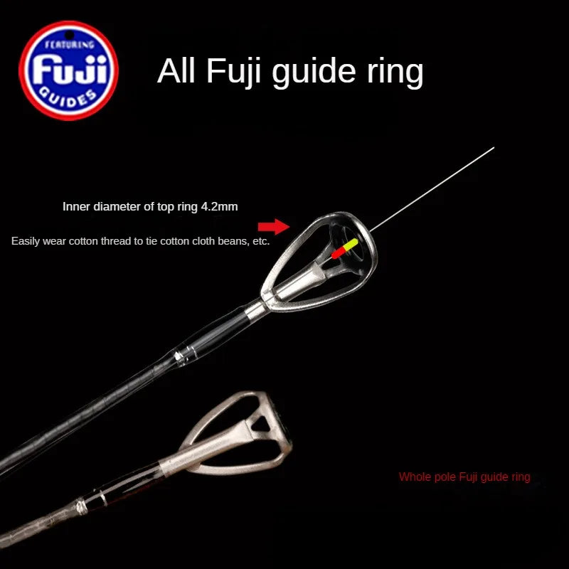 Lure Fishing Rod Sliding Float Rod Full Fuji Big Guide Ring Spinning Rod Ultra Fast Light-weight Solid Wood Integrated Handle
