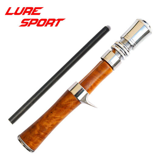 LureSport Aluminum Reel Seat With Lock Ferrules 8cm wood Grip 19cm Blank Rod Building component Repair DIY Accessory