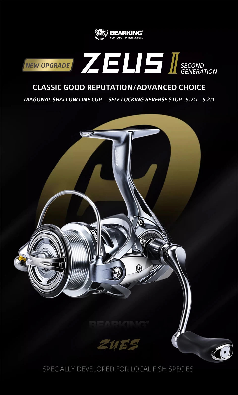 BEARKING Zeus II 9BB bearing 5.2:1 ratio spinning reel