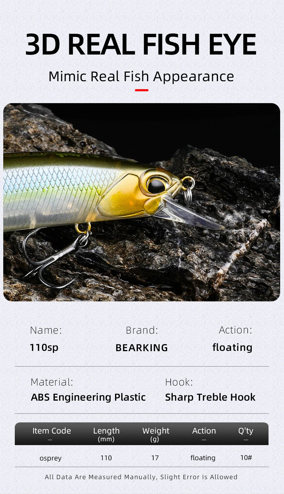 BEARKING 11cm 17g depth 0.8-1.6m