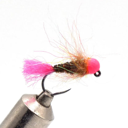 4pcs Fly Fishing Flies Tungsten Bead Jig Head Euro Nymph Fast Sinking Barbless Hook Insect Lure for Bass Trout Steelhead Salmon