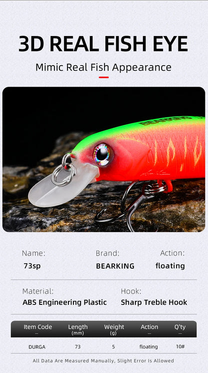 BEARKING New model 73mm 5g professional quality magent weight fishing lures minnow crank Artificial Bait Tackle