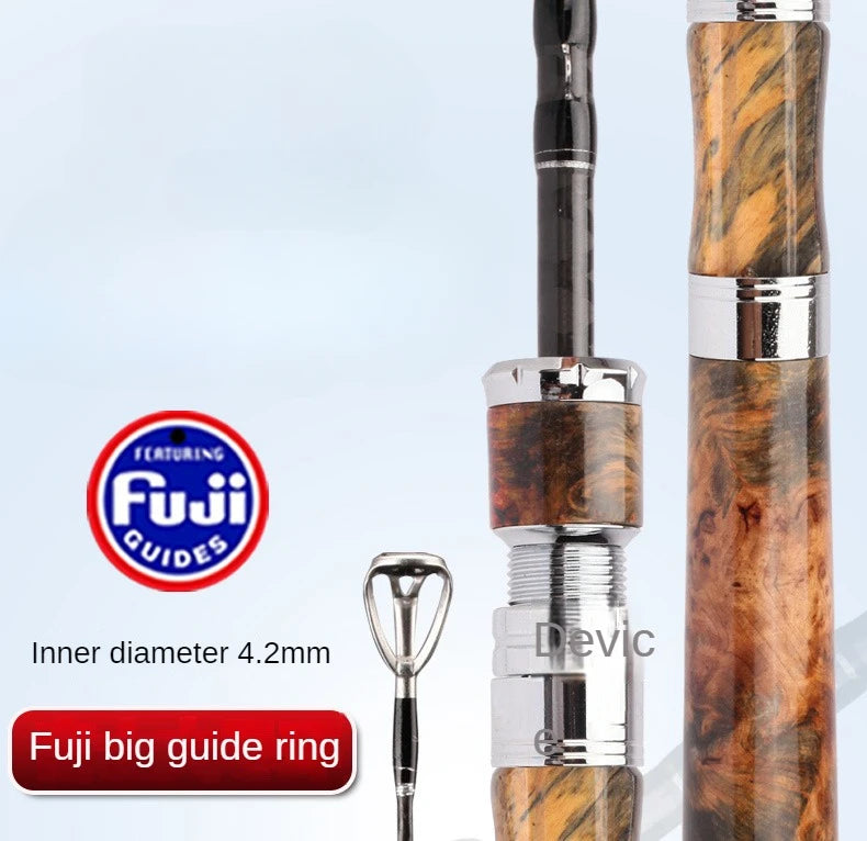Lure Fishing Rod Sliding Float Rod Full Fuji Big Guide Ring Spinning Rod Ultra Fast Light-weight Solid Wood Integrated Handle