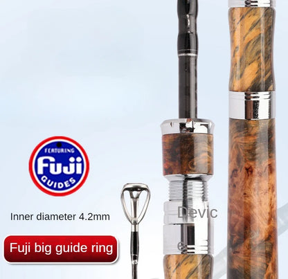 Lure Fishing Rod Sliding Float Rod Full Fuji Big Guide Ring Spinning Rod Ultra Fast Light-weight Solid Wood Integrated Handle