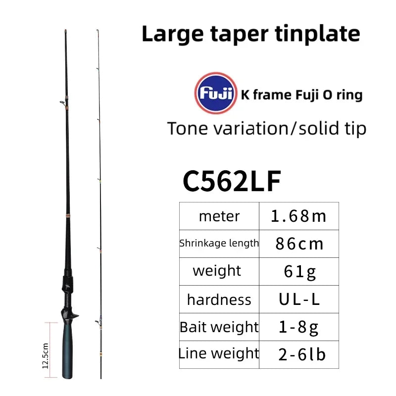 Mavllos Ocka Carp Fishing Rod Lure 1-8g Line 2-6lb Fast Light Carbon Solid UL Tip BFS Casting Rod Trout Fishing Spinning Rod