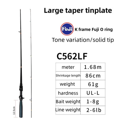 Mavllos Ocka Carp Fishing Rod Lure 1-8g Line 2-6lb Fast Light Carbon Solid UL Tip BFS Casting Rod Trout Fishing Spinning Rod