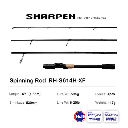 PURELURE SHARPEN Soft Lure Long Spinning and Casting XF/MF Action Rods FUJI Components Bass Pike Rod Fishing Rod Spinning Reel