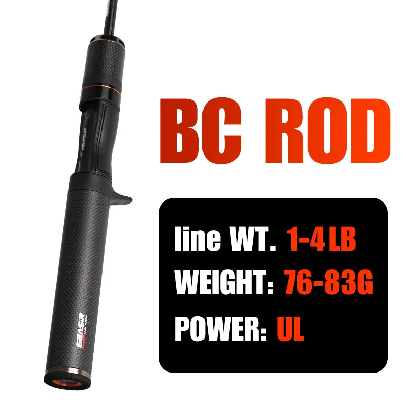 SEASIR Black Arrow Fishing Rod 4.92FT 76G Lure Weight 0.8-10g UL Carbon Fiber FUJI O Guide Rings BFS Light Micro Fish Pole