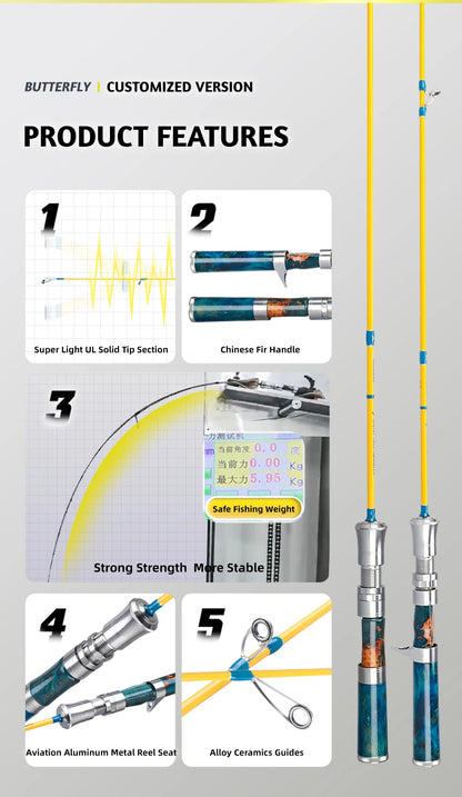 Histar Butterfly Customized Version Strength Crossline Carbon Cloth Lightweight Cork Handle BFS Spinning Baitcasting Fishing Rod