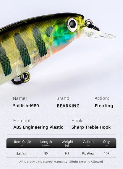 BEARKING PRO 80mm 9.9g slim minnow